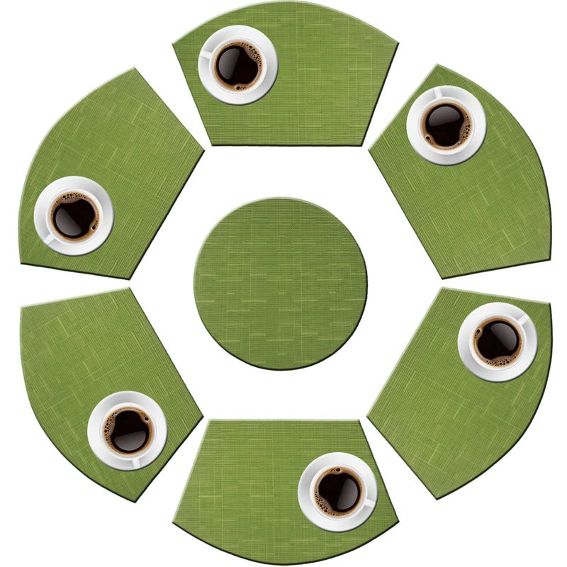 PIGCHCY Wedge Shaped Placemats Set of 6 with Centerpiece Round Mats Washable Kitchen Placemats Heat-Resistant Table Mats (Sage Green) - Image 4